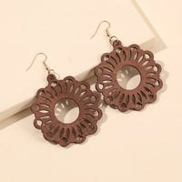 Retro Carved Wooden Earrings | Unique Handmade Jewellery-FLOWER 1-State of Style