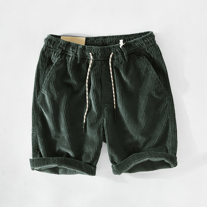 Retro cord shorts for men with a comfortable fit – Raul-Green-S-State of Style