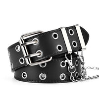 Retro Decorative Punk Belt | Genuine Leather & Adjustable-Black with Chain-State of Style