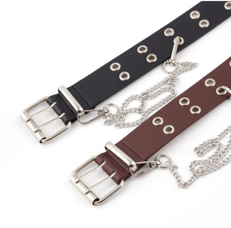 Retro Decorative Punk Belt | Genuine Leather & Adjustable-Brown-State of Style