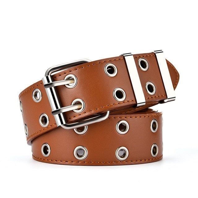 Retro Decorative Punk Belt | Genuine Leather & Adjustable-Brown-State of Style
