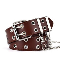 Retro Decorative Punk Belt | Genuine Leather & Adjustable-Coffee with Chain-State of Style