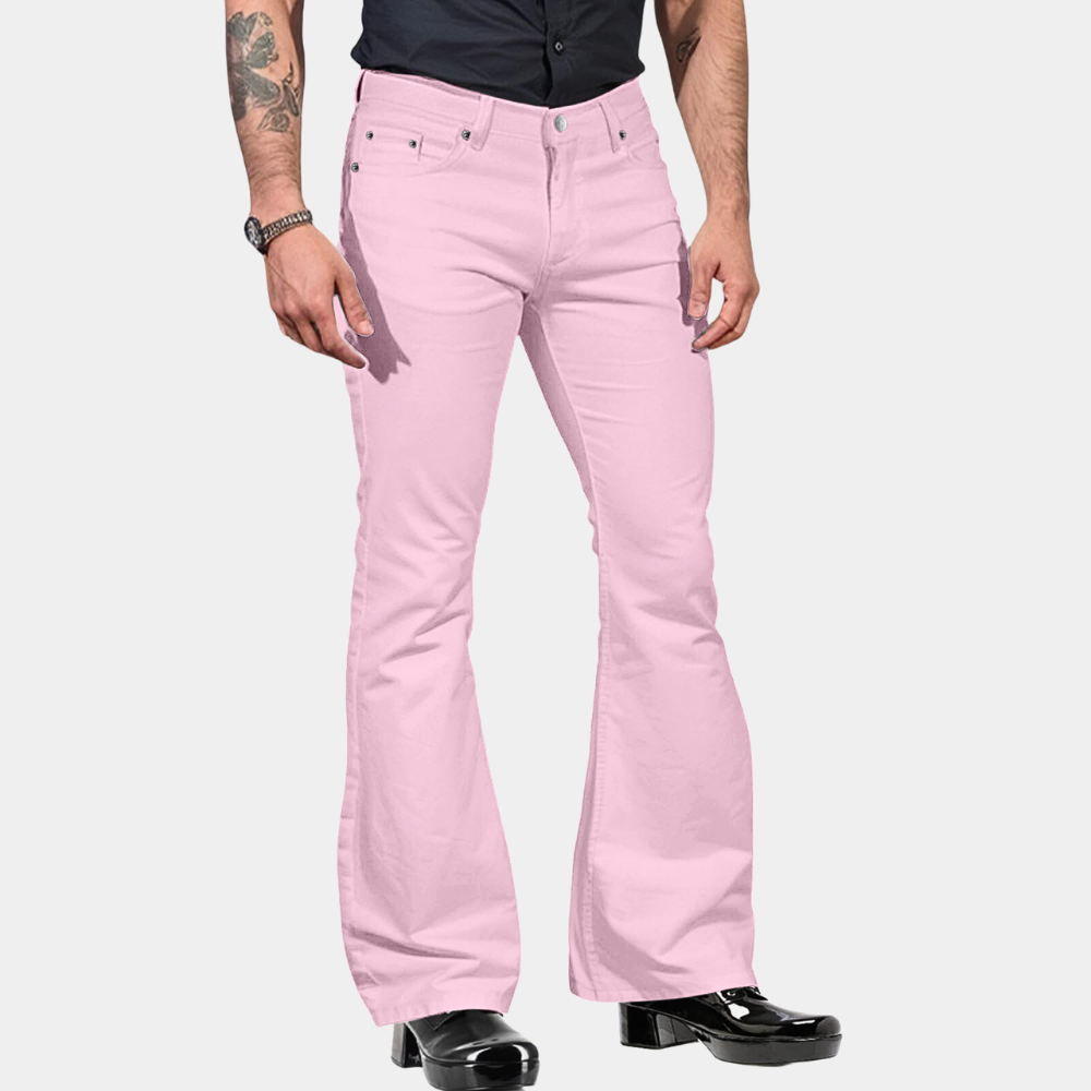 Retro Flared Men's Trousers - Joris-Pink-S-State of Style