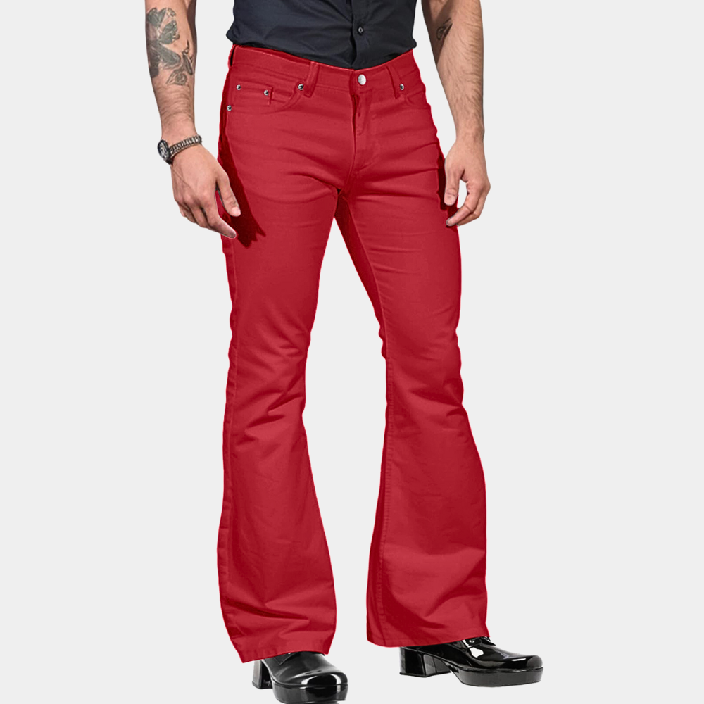 Retro Flared Men's Trousers - Joris-Red-S-State of Style