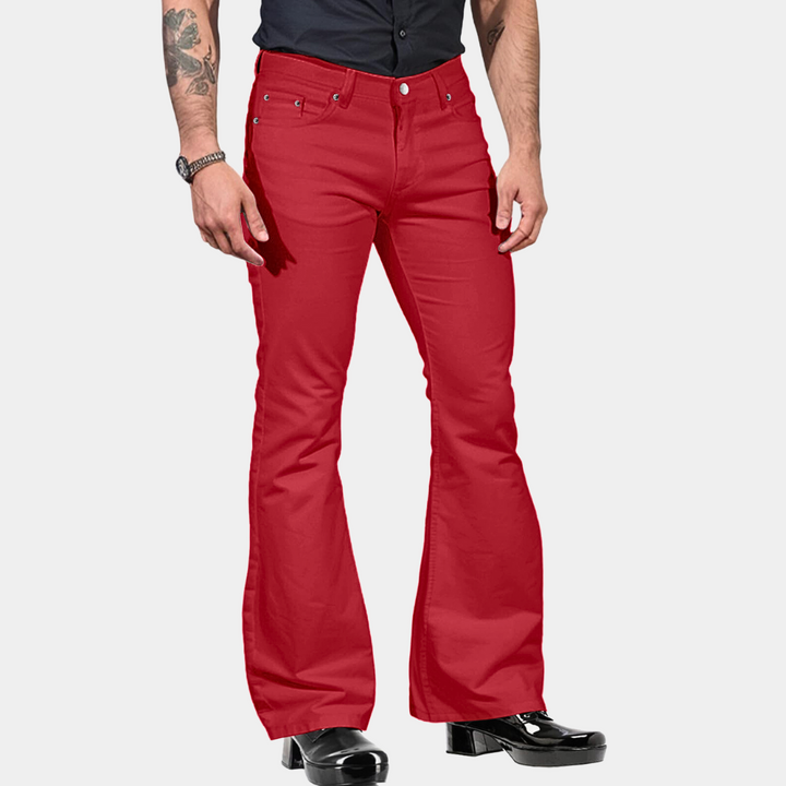 Retro Flared Men's Trousers - Joris-Red-S-State of Style