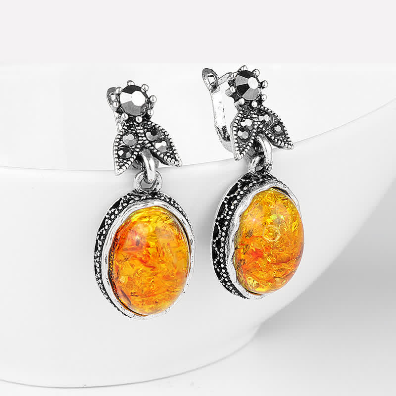 Retro Flower Earrings with Amber – Nora-State of Style