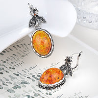 Retro Flower Earrings with Amber – Nora-State of Style