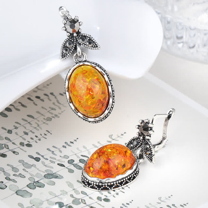 Retro Flower Earrings with Amber – Nora-State of Style