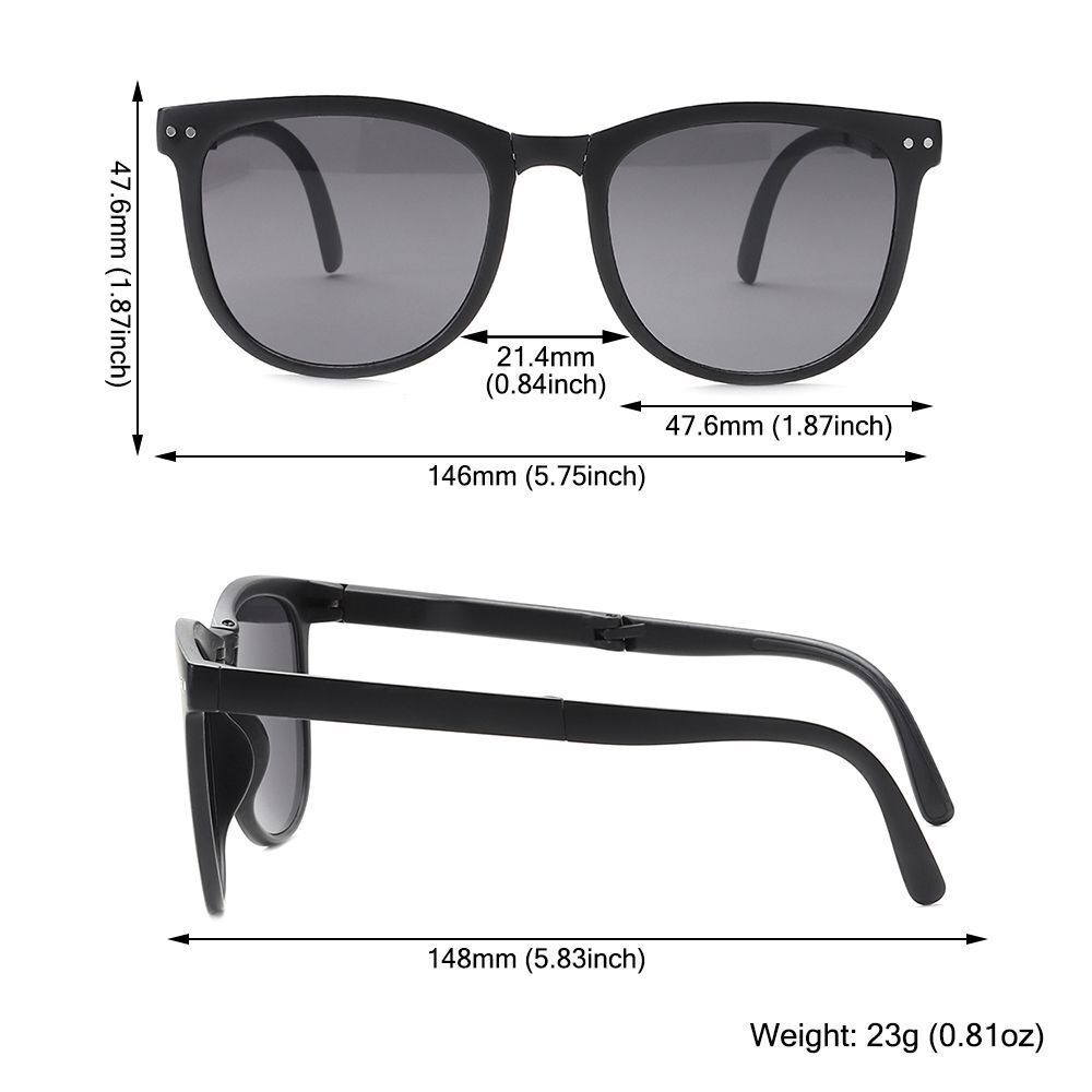 Retro Folding Designer Sunglasses – Compact & Stylish Eyewear-Black Grey-State of Style
