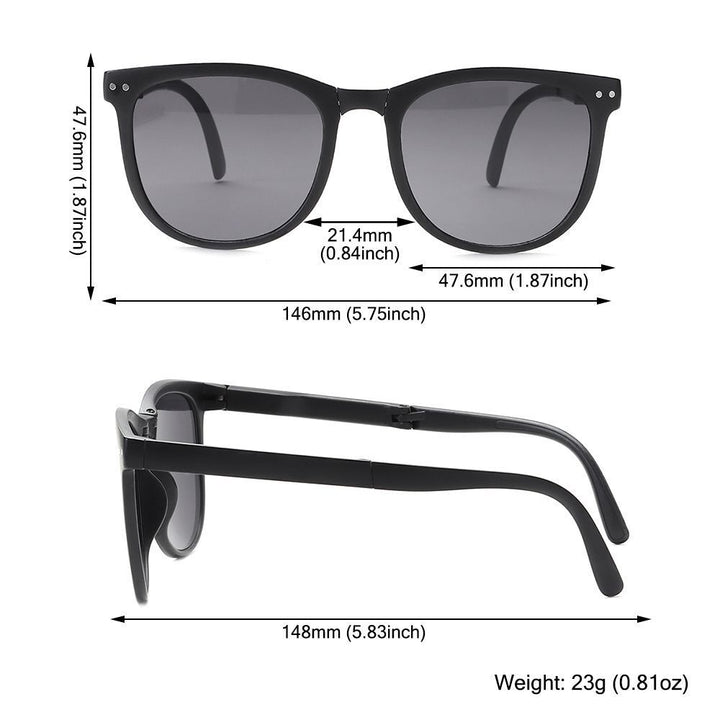 Retro Folding Designer Sunglasses – Compact & Stylish Eyewear-Black Grey-State of Style