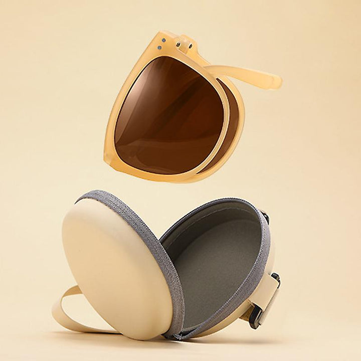 Retro Folding Designer Sunglasses – Compact & Stylish Eyewear-Black Grey-State of Style