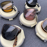 Retro Folding Designer Sunglasses – Compact & Stylish Eyewear-Black Grey-State of Style