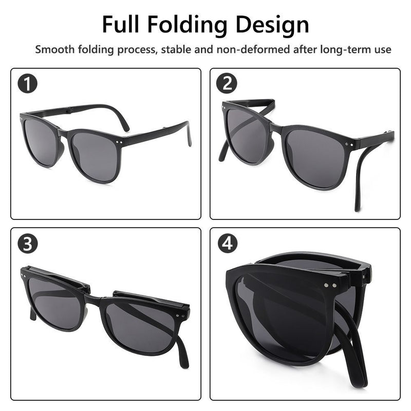 Retro Folding Designer Sunglasses – Compact & Stylish Eyewear-Black Grey-State of Style