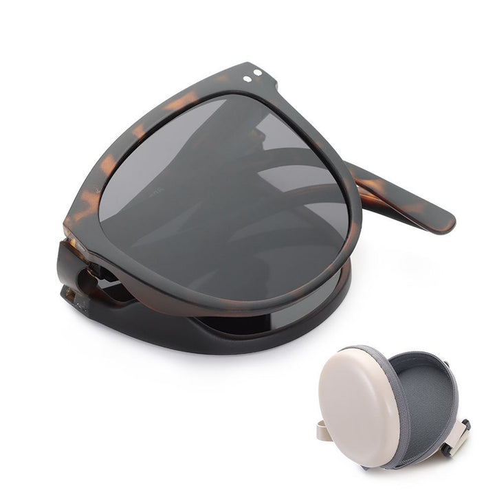 Retro Folding Designer Sunglasses – Compact & Stylish Eyewear-Leopard Grey-State of Style