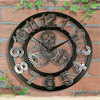 Retro Industrial Wooden Wall Clock – Ironwood-Silver-Black-State of Style