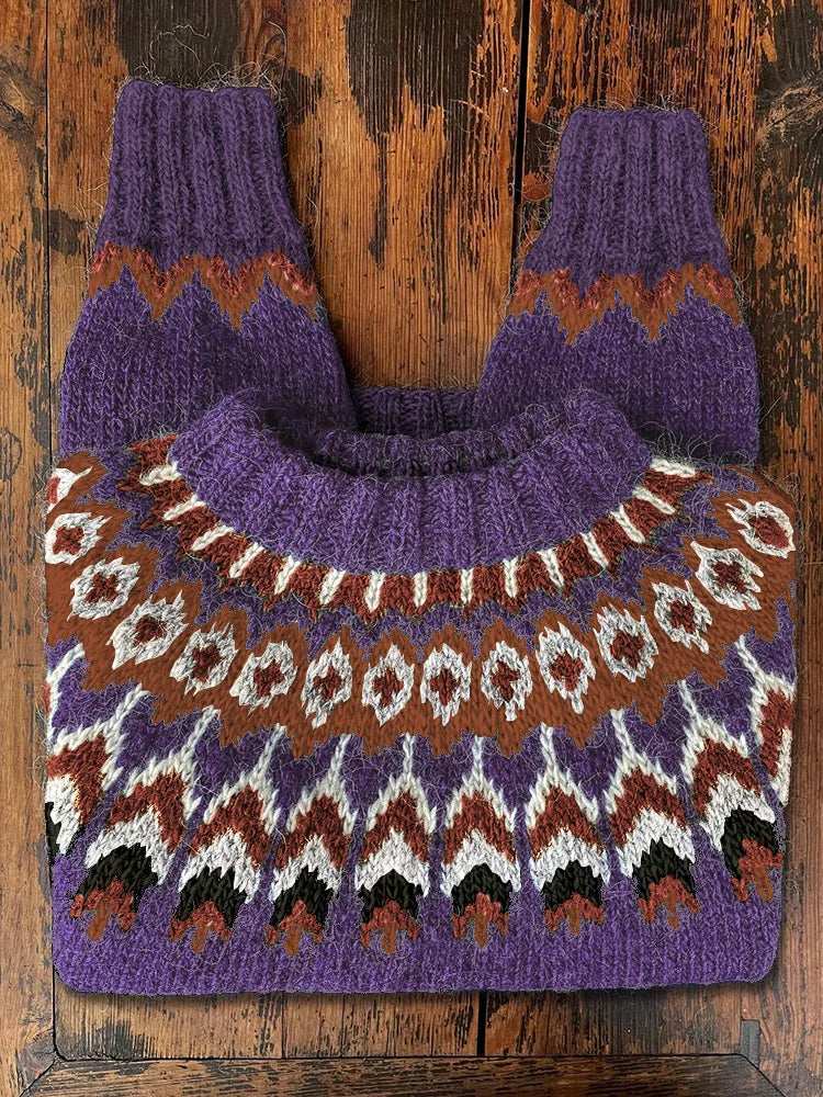 Retro Knit Jumper for Women - Eloise-Purple-XS-State of Style