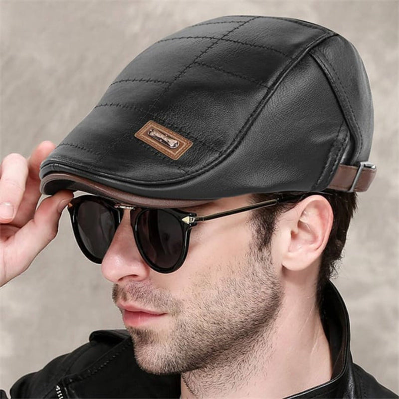 Retro Men's Leather Beret - HeritageCap-Black-State of Style