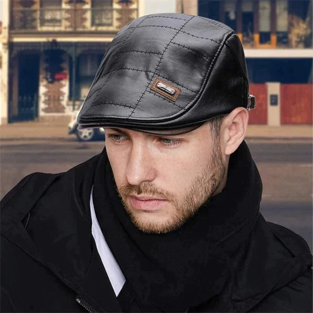 Retro Men's Leather Beret - HeritageCap-Black-State of Style