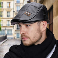 Retro Men's Leather Beret - HeritageCap-Black-State of Style