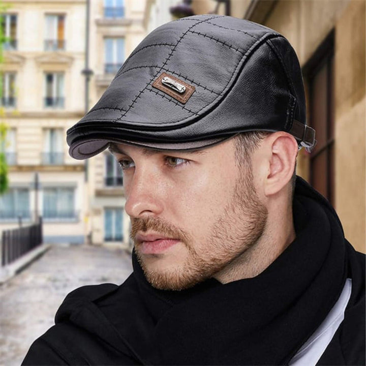 Retro Men's Leather Beret - HeritageCap-Black-State of Style