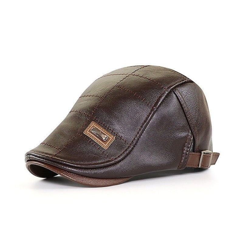 Retro Men's Leather Beret - HeritageCap-Dark brown-State of Style
