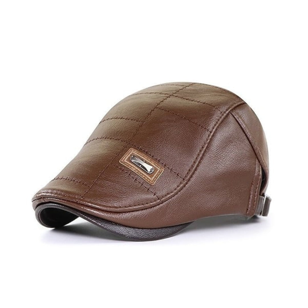 Retro Men's Leather Beret - HeritageCap-Light Brown-State of Style