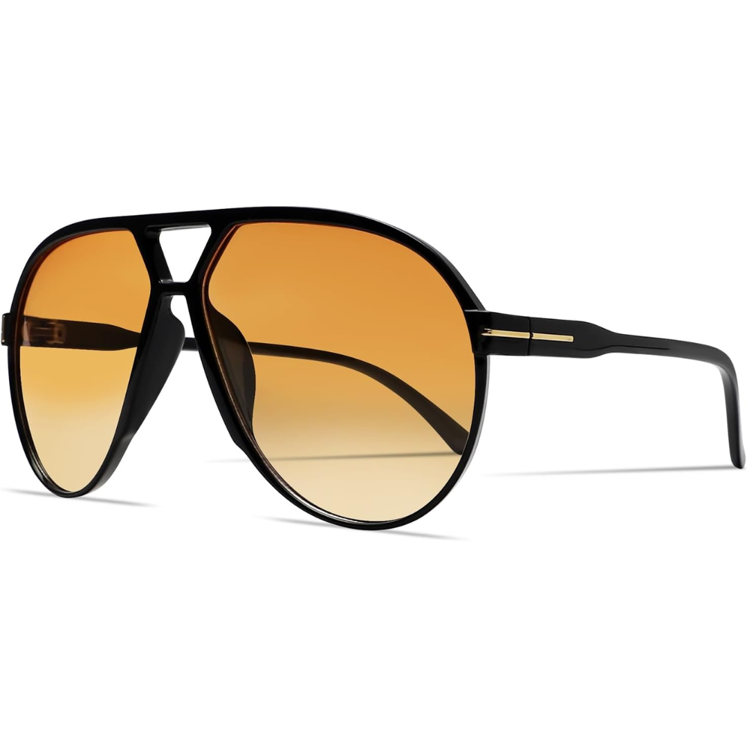 Retro Oversized Aviator Sunglasses - Amara-Black Gradient Orange-State of Style