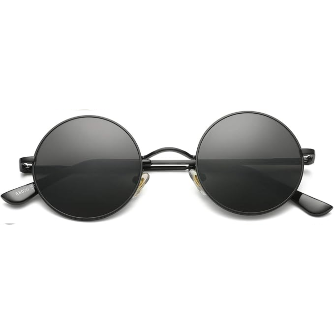 Retro Round Polarised Sunglasses - Lennon-Black/Grey-State of Style