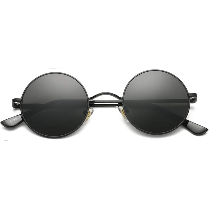 Retro Round Polarised Sunglasses - Lennon-Black/Grey-State of Style
