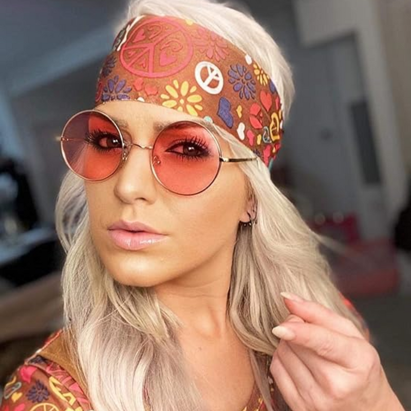 Retro Round Polarised Sunglasses - Lennon-Gold/Clear Purple-State of Style