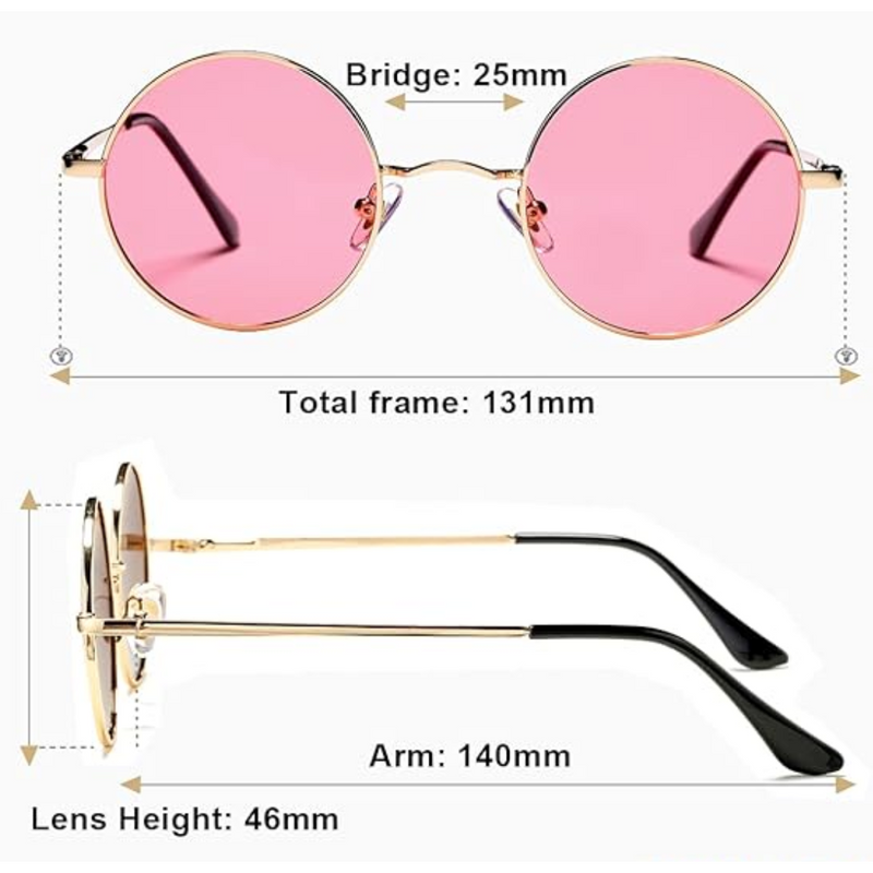 Retro Round Polarised Sunglasses - Lennon-Gold/Clear Purple-State of Style