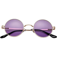 Retro Round Polarised Sunglasses - Lennon-Gold/Clear Purple-State of Style