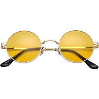 Retro Round Polarised Sunglasses - Lennon-Gold/Clear Yellow-State of Style