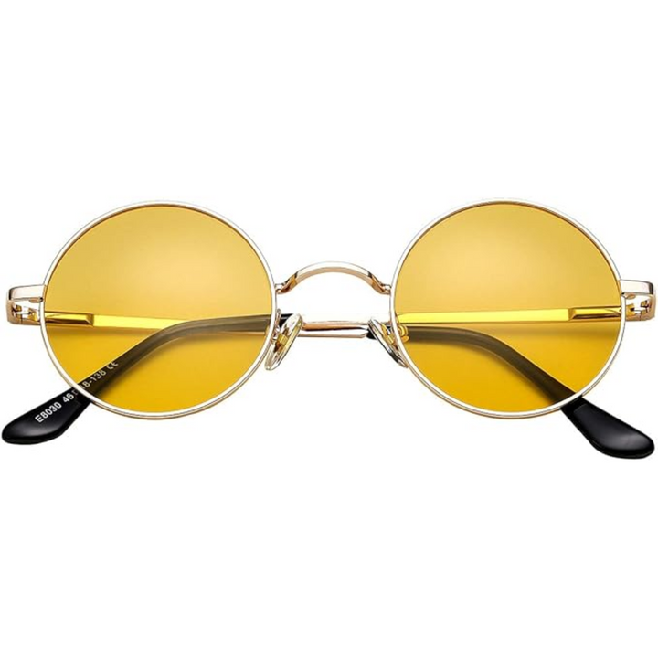 Retro Round Polarised Sunglasses - Lennon-Gold/Clear Yellow-State of Style