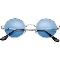 Retro Round Polarised Sunglasses - Lennon-Silver/bright blue-State of Style