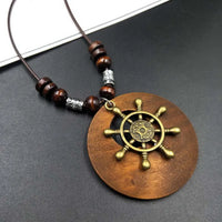 Retro Round Wooden Necklace | Unique Boho Style Jewellery-SHEEP WHEEL-State of Style