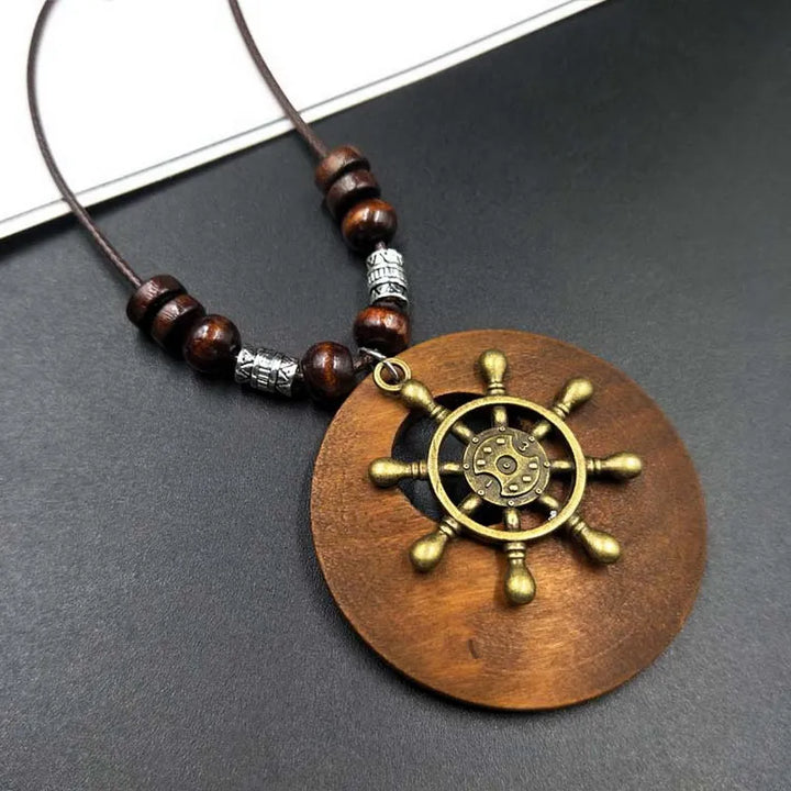 Retro Round Wooden Necklace | Unique Boho Style Jewellery-SHEEP WHEEL-State of Style