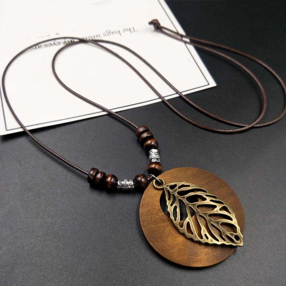 Retro Round Wooden Necklace | Unique Boho Style Jewellery-SHEET-State of Style