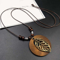 Retro Round Wooden Necklace | Unique Boho Style Jewellery-SHEET-State of Style