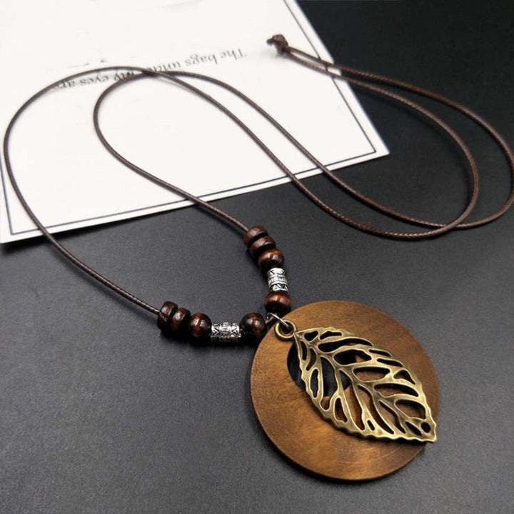 Retro Round Wooden Necklace | Unique Boho Style Jewellery-SHEET-State of Style
