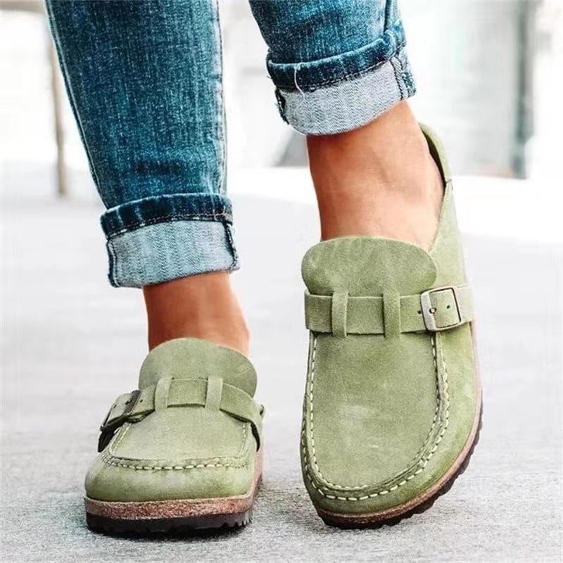 Retro Suede Slip-On Sandals with Orthopedic Comfort - Solenza-Green-4.5-State of Style