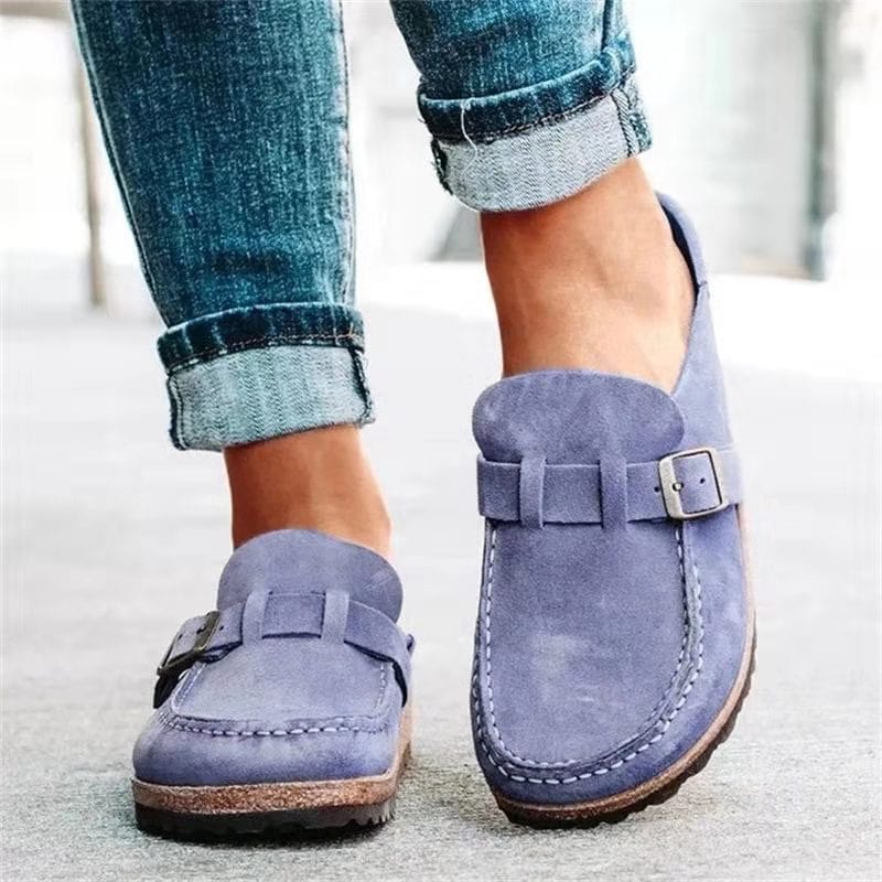 Retro Suede Slip-On Sandals with Orthopedic Comfort - Solenza-Purple-4.5-State of Style