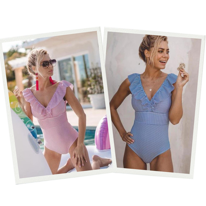 Retro Swimsuit with Print - Julia-Blue-S-State of Style
