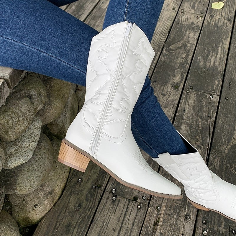 Retro Western Cowboy Boots for Women - Daisy-Black-5-State of Style