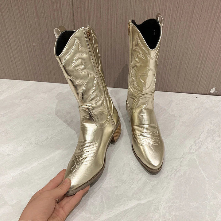 Retro Western Cowboy Boots for Women - Daisy-Black-5-State of Style