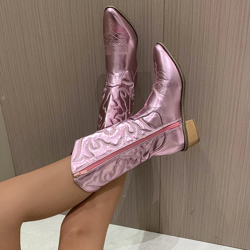 Retro Western Cowboy Boots for Women - Daisy-Black-5-State of Style