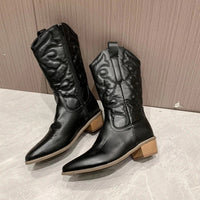 Retro Western Cowboy Ladies Boots - Daisy-Black-3.5-State of Style