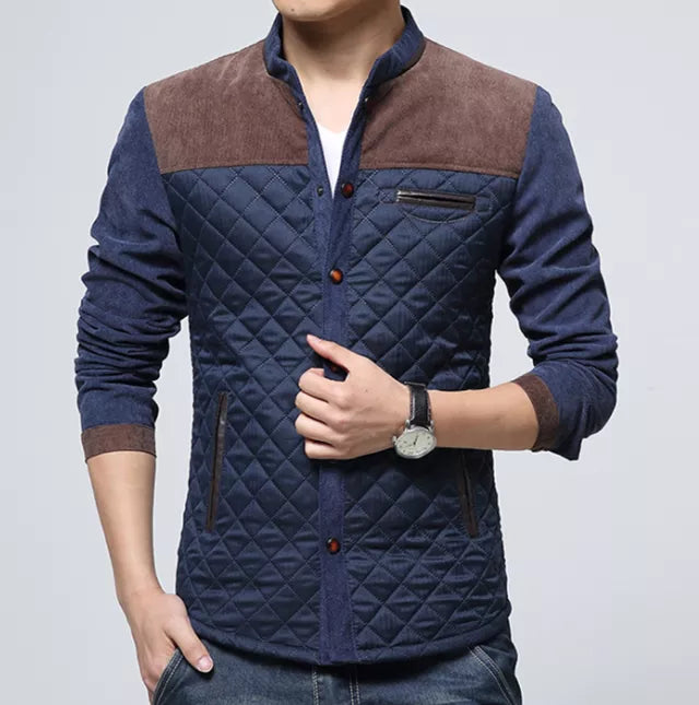 Retro windbreaker with stand-up collar for men - Orlando-Blue Brown-S-State of Style
