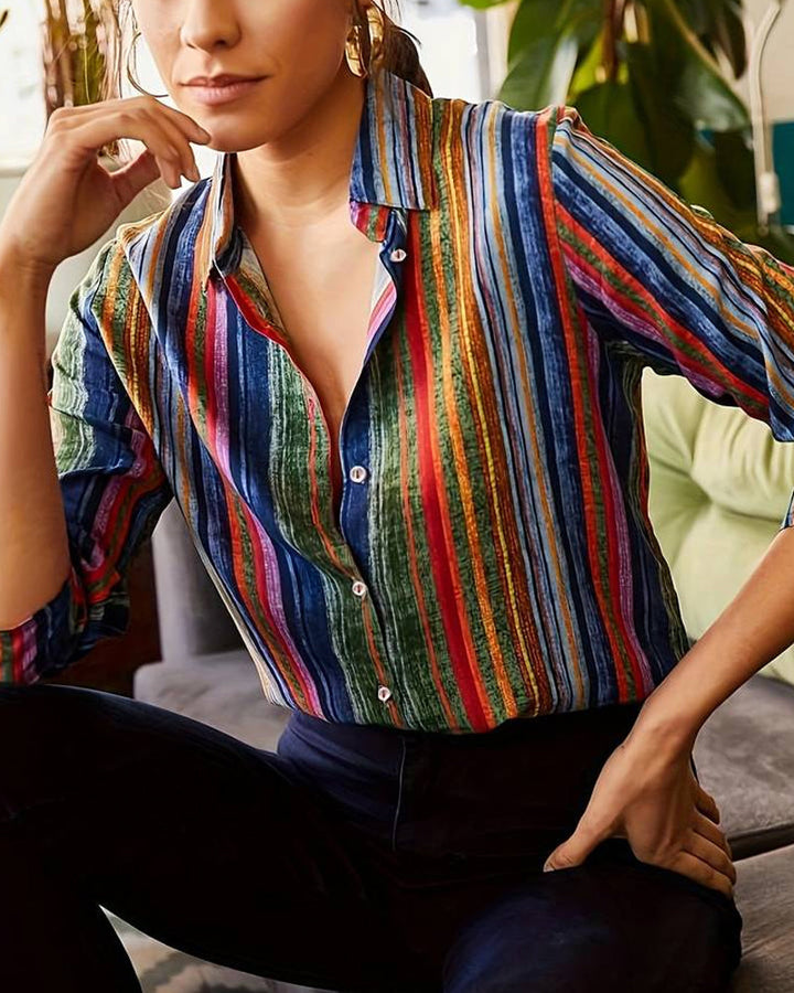 Striped Women's Blouse with Buttons – Sofia