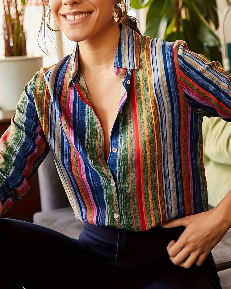 Striped Women's Blouse with Buttons – Sofia